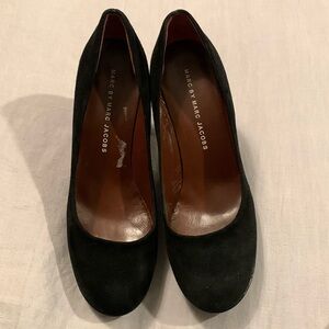 Marc By Marc Jacobs Womens Suede Platform Block Heel Pumps Black Size 38.5